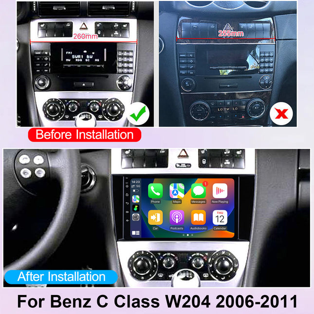 8 Inch Qualcomm 8 Core Android 15 Car Stereo for Benz C Class W204 2006-2011 with Wireless CarPlay,  WiFi Bluetooth FM GPS