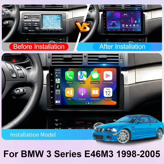 BMW 3 Series/E46/M3 1998-2005 Upgrade Car Stereo: 9 Inch Qualcomm 8 Core Android 15 with Wireless CarPlay Android Auto WiFi Bluetooth GPS