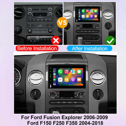 Android 15 Car Radio Stereo for Ford F150/F250/F350 2004-2014, 7 inch 1080P Touch Screen Car Stereo with Wireless CarPlay Andriod Auto, Bluetooth, GPS, SWC, WiFi, FM, HD Backup Camera