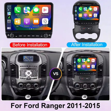 9 Inch Touch Screen Qualcomm 8 Core Android 15 Car Radio: Made for Ford Ranger 2011-2015, Bringing Wireless CarPlay/Android Auto GPS Navigation WIFI Bluetooth FM