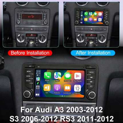 Car Radio for Audi A3 2003-2012/S3 2006-2012/RS3 2011-2012, Boasts Android 15 7 inch Touch Screen Wireless CarPlay/Android Auto WIFI Bluetooth GPS Navigation