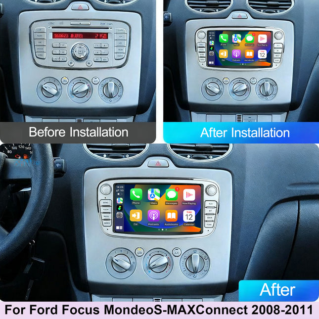 Car Radio Stereo for Ford Focus/Mondeo/S-MAX/Connect 2005-2007, 7 inch 1080P Touch Screen Android 15 Car Stereo with Wireless CarPlay Android Auto, Bluetooth, GPS, WiFi, FM, HD Backup Camera