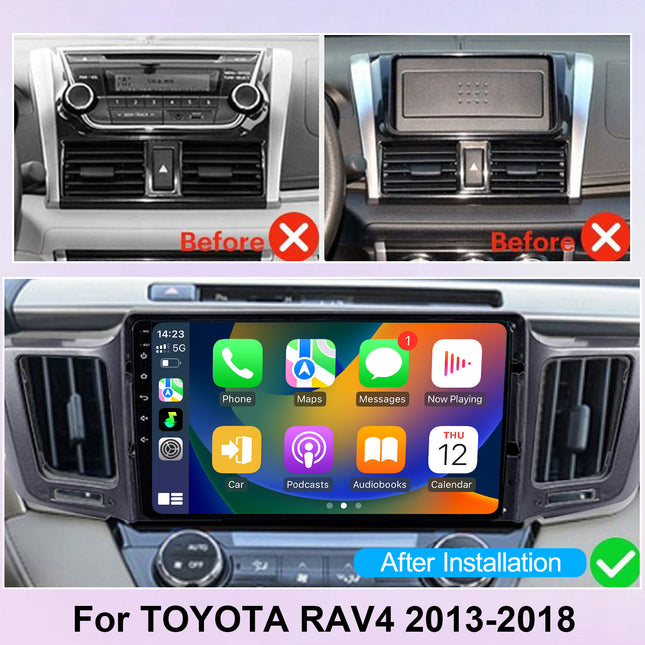 Wireless CarPlay Android Auto Car Stereo for TOYOTA RAV4 2013-2018, 10.1-inch Qualcomm 8 Core Android 15 Car Radio with GPS DSP HiFi