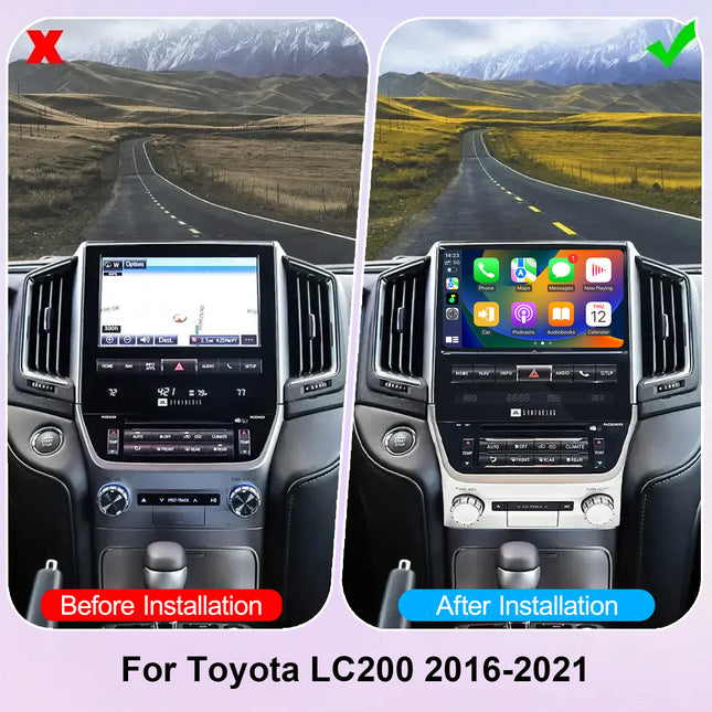Wireless CarPlay Android Auto Car Stereo for Toyota LC200 2016-2021 10.1 Inch Qualcomm 8-Core Android 15 HD Touch Screen GPS Bluetooth WiFi