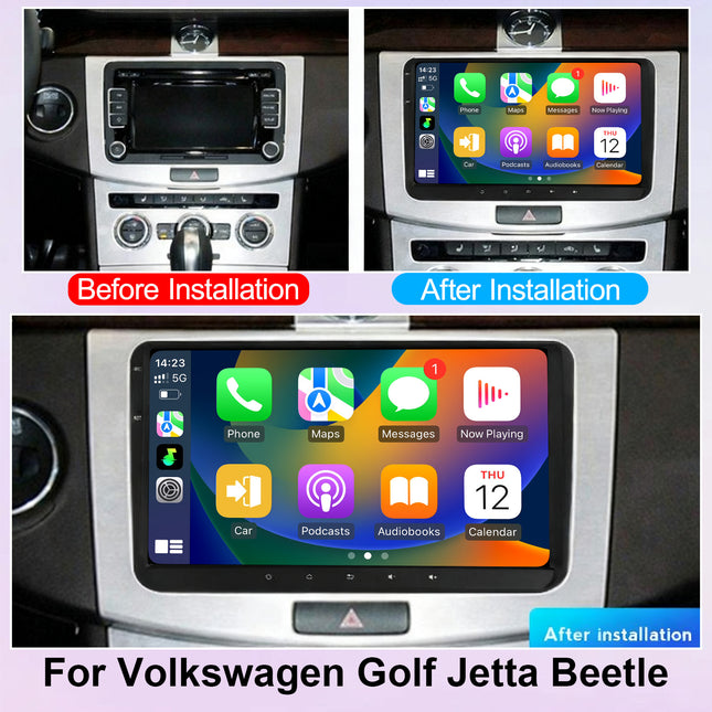 Powered by Qualcomm 8 Core, Android 15 9 Inch Car Radio, fits Volkswagen Golf/Jetta/Beetle with Wireless CarPlay/Android Auto WIFI Bluetooth GPS Navigation