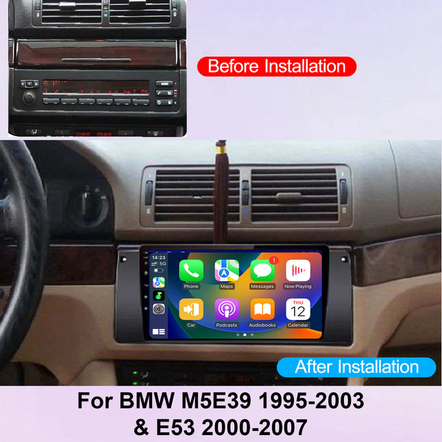Car Stereo for BMW M5/E39 1995-2003 & E53 2000-2007 with 9 Inch Touch Screen Qualcomm 8 Core Android 15 Wireless CarPlay, GPS WiFi Bluetooth