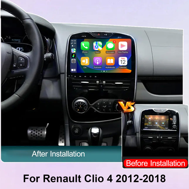 For Renault Clio 4 2012-2018 Android 15 10.1 Inch Car Radio with Qualcomm 8 Core, Supporting Wireless CarPlay/Android Auto WiFi Bluetooth GPS Navigation Backup Camera