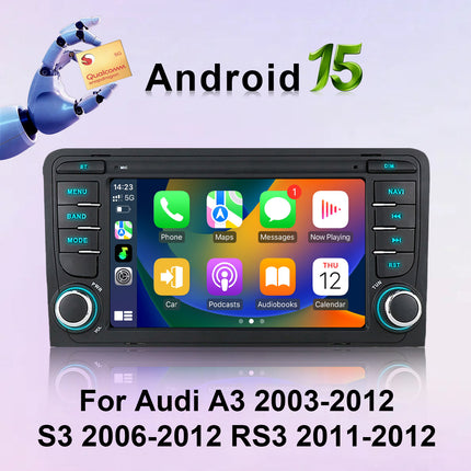 Car Radio for Audi A3 2003-2012/S3 2006-2012/RS3 2011-2012, Boasts Android 15 7 inch Touch Screen Wireless CarPlay/Android Auto WIFI Bluetooth GPS Navigation