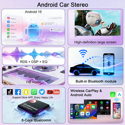 Qualcomm 8 Core Android 15 with 7 Inch Touch Screen Car Stereo for Volkswagen Golf/Jetta with Wireless CarPlay WIFI GPS Bluetooth FM GPS DSP
