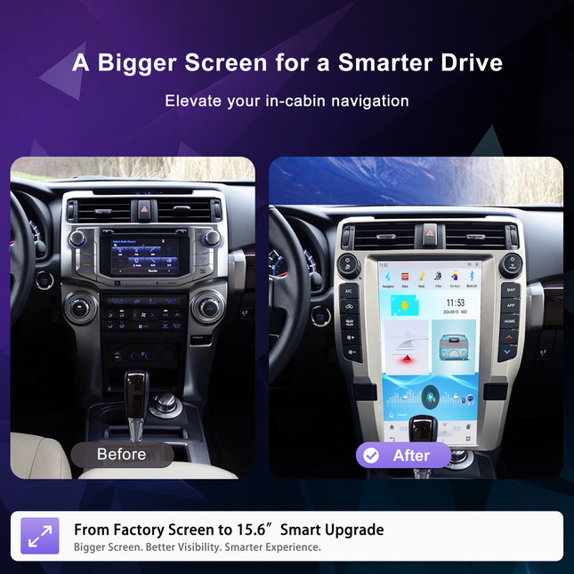 15.6" Toyota 4Runner Radio 2010–2024 | Wireless CarPlay & Android Auto