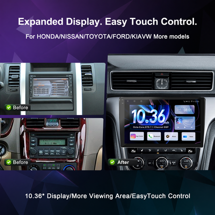 10.36" Universal Android 14 Car Stereo with DTS 7.1 DSP