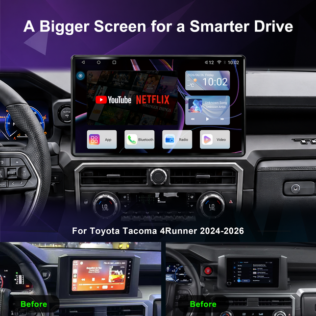 15" Toyota Tacoma & 4Runner Radio 2024–2026 | CarPlay & Android Auto