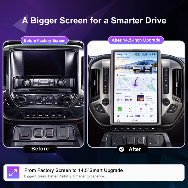 14.5" GMC Sierra 1500 & Silverado 1500 Radio 2014–2018 | CarPlay & DSP