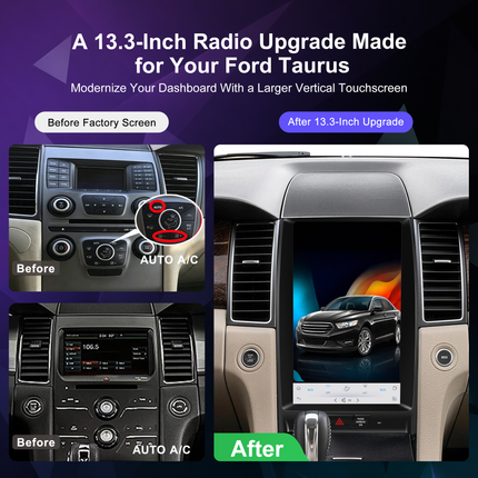 13.3" Android Radio for Ford Taurus 2012–2016 | Wireless CarPlay & DSP