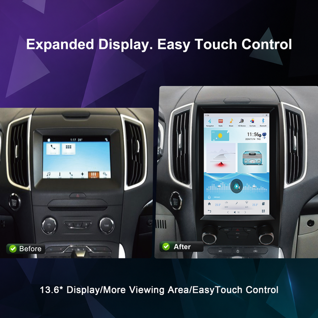13.6" Ford Edge/S-Max Radio 2015+, Android 14, Wireless CarPlay & Android Auto