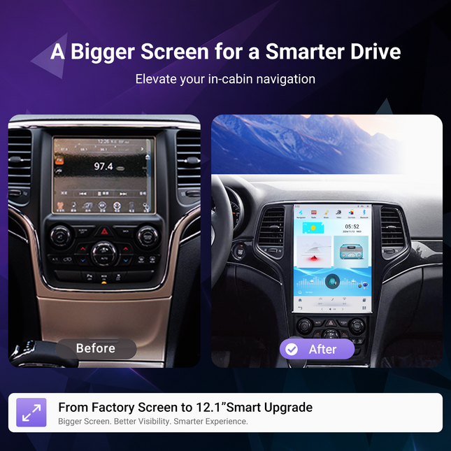 12.1" Jeep Grand Cherokee Radio 2011–2020 | Wireless CarPlay & Android Auto