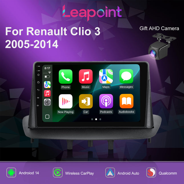 Qualcomm Chip Android Car Radio for Renault Clio 3 2005-2014 8-core 5G/4G Apple CarPlay Stereo 360 Camera 1.8 Ghz RDS DSP