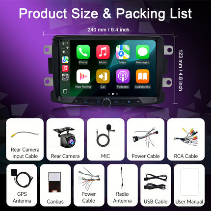 EU Best-selling 9 Inch Android 14 ES9029D GPS TPMS 4G IPS DSP Car Radio for Renault Dacia Duster Logan Sandero Dokker Car Stereo