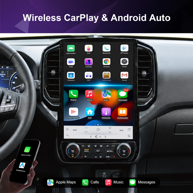 12.1" Ford Ranger Radio 2023–2025 | Wireless CarPlay & DSP