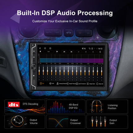 7" Double-DIN Android Car Stereo with DTS 7.1 DSP