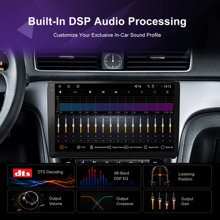 10.36" Universal Android 14 Car Stereo with DTS 7.1 DSP
