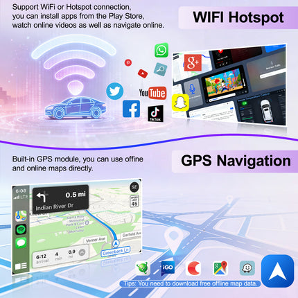 Android 15 Car Radio Stereo with Wireless CarPlay Android Auto,  7 Inch HD Touch Screen for Ford Focus/Mondeo/S-MAX/Connect 2008-2011, Bluetooth GPS Navigation,WiFi,SWC