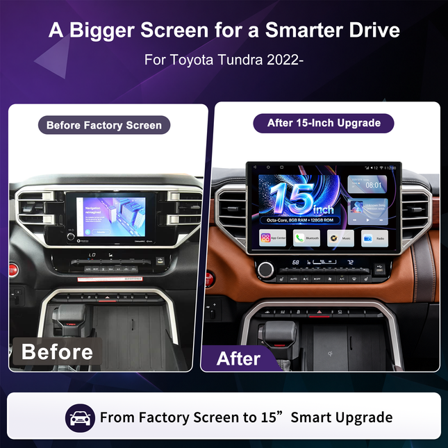 15" Radio for Toyota Tundra & Sequoia 2022+ | CarPlay & DSP