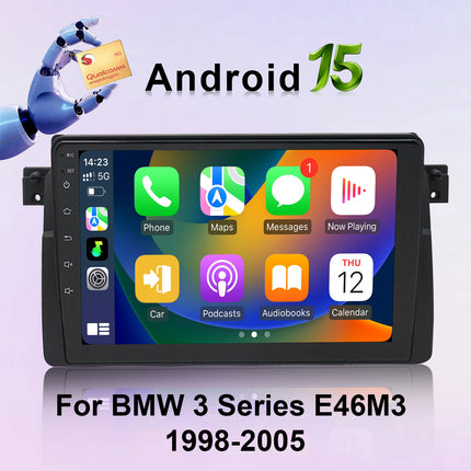 BMW 3 Series/E46/M3 1998-2005 Upgrade Car Stereo: 9 Inch Qualcomm 8 Core Android 15 with Wireless CarPlay Android Auto WiFi Bluetooth GPS
