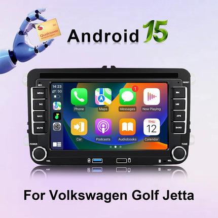 Qualcomm 8 Core Android 15 with 7 Inch Touch Screen Car Stereo for Volkswagen Golf/Jetta with Wireless CarPlay WIFI GPS Bluetooth FM GPS DSP