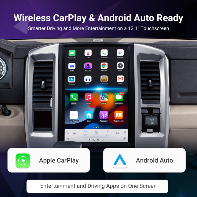 12.1" RAM 1500/2500/3500 Radio 2009–2018 | CarPlay & Android Auto