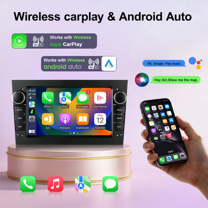 7 Inch Touch Screen Qualcomm 8 Core Car Stereo for Opel Astra/Vectra/Zafira, Android 15 HD Touch Screen with Wireless CarPlay GPS Bluetooth