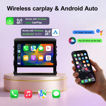 Wireless CarPlay Android Auto Car Stereo for Toyota LC200 2016-2021 10.1 Inch Qualcomm 8-Core Android 15 HD Touch Screen GPS Bluetooth WiFi