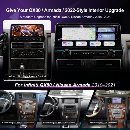 12.3" 2022-Style Android Radio for Infiniti QX80 & Nissan Armada 2010–2021